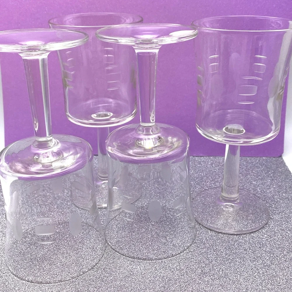 Vintage Waterford Javit MCM Design Unique Shape Cameo Pattern Wine Glass Set
